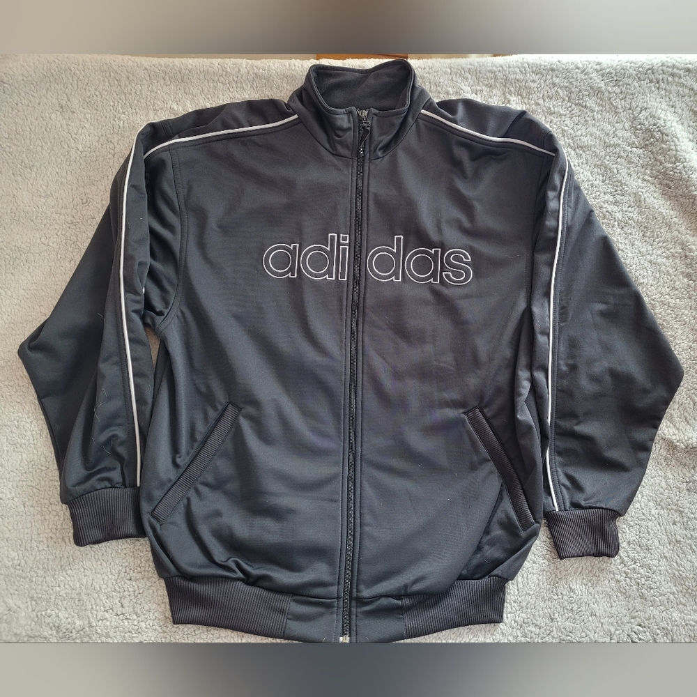 Adidas Y2k jacket Men's medium Black with grey lettering